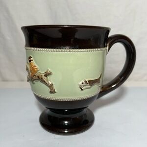 Horse Dog Fox Hunt & Hunter Bourne Denby England Mug Cup Pottery Stoneware Tea